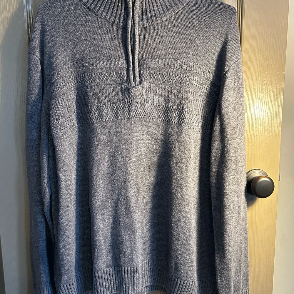 Men’s Dockers Gray Quarter-Zip Knit Sweater Size Large